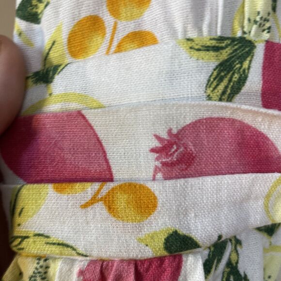 Cynthia Rowley MIDI Dress Fruit Print Linen Blend Sundress Belted Sz 4 Lemons - Picture 6 of 6